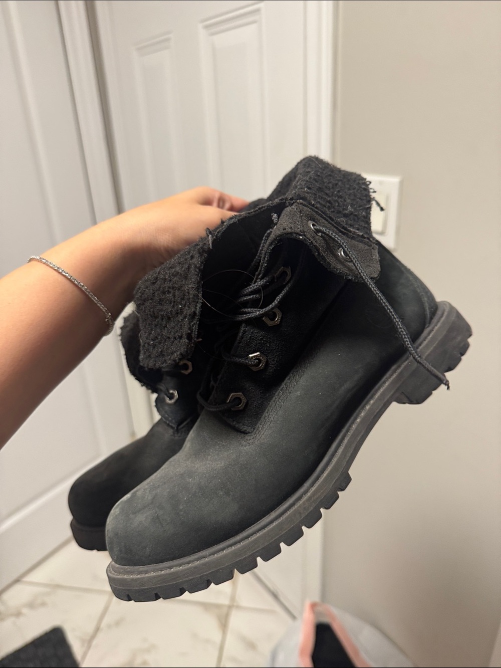 Timberland Black Lace Up Leather Boots
